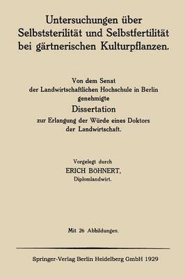 bokomslag Untersuchungen ber Selbststerilitt und Selbstfertilitt bei grtnerischen Kulturpflanzen