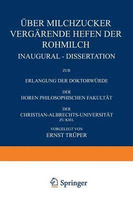 bokomslag ber Milchzucker Vergrende Hefen der Rohmilch