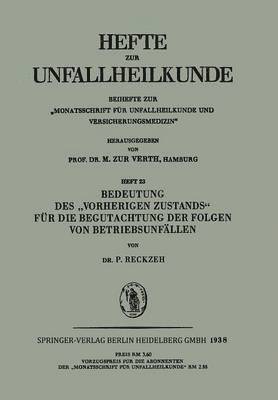 bokomslag Bedeutung des Vorherigen Zustands fr die Begutachtung der Folgen von Betriebsunfllen