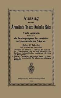 bokomslag Auszug aus dem Arzneibuch fr das Deutsche Reich