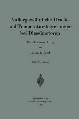 bokomslag Auergewhnliche Druck- und Temperatursteigerungen bei Dieselmotoren