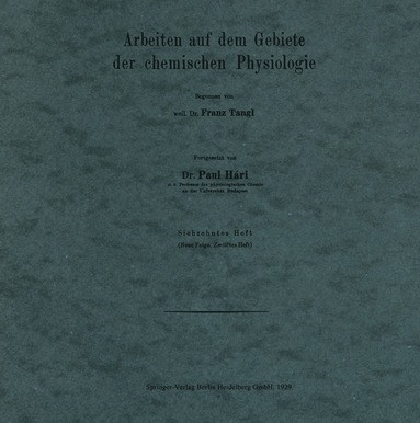 bokomslag Arbeiten auf dem Gebiete der chemischen Physiologie