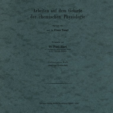 bokomslag Arbeiten auf dem Gebiete der chemischen Physiologie