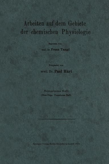 bokomslag Arbeiten auf dem Gebiete der chemischen Physiologie