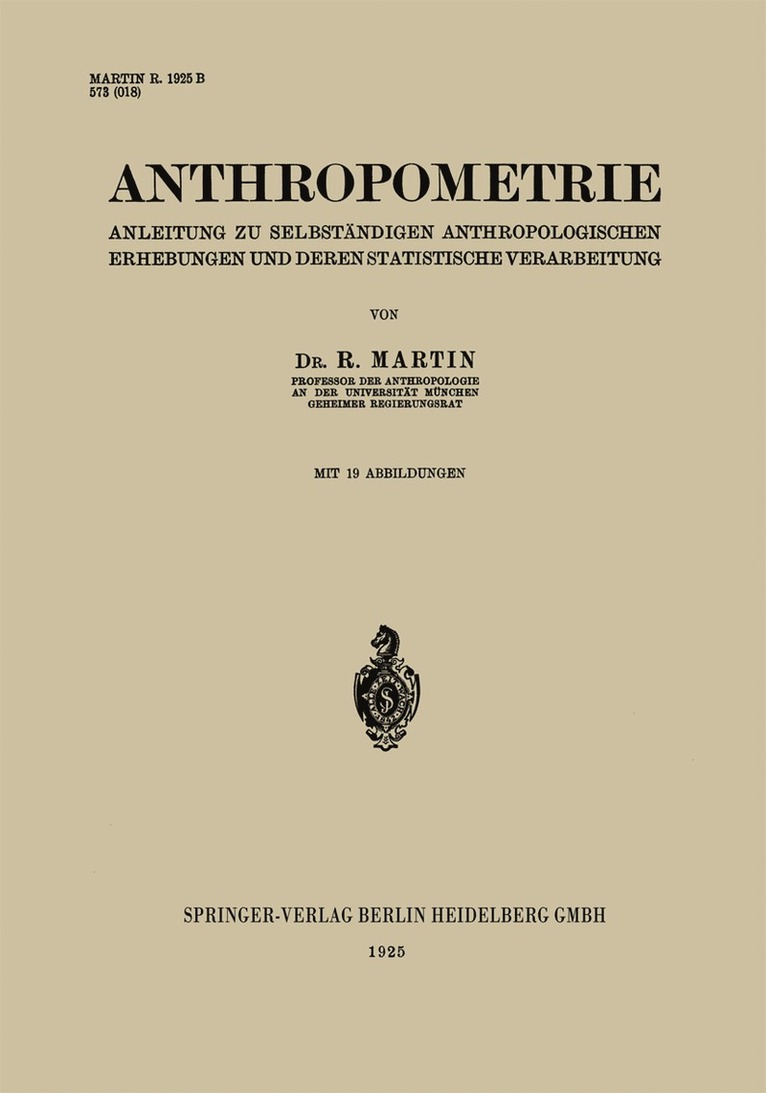R. Martin - Anthropometrie, Häftad
