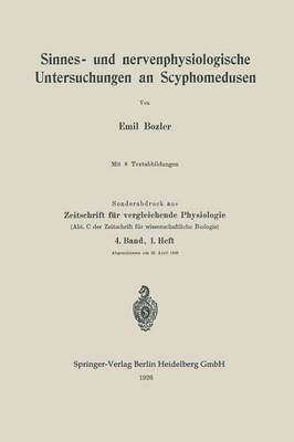 bokomslag Sinnes- und nervenphysiologische Untersuchungen an Scyphomedusen