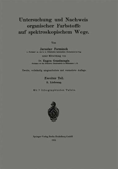 bokomslag Untersuchung und Nachweis organischer Farbstoffe auf spektroskopischem Wege