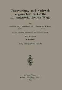 bokomslag Untersuchung und Nachweis Organischer Farbstoffe auf Spektroskopischem Wege
