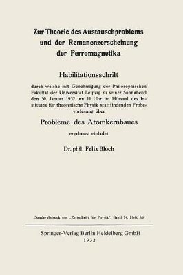 Zur Theorie des Austauschproblems und der Remanenzerscheinung der Ferromagnetika