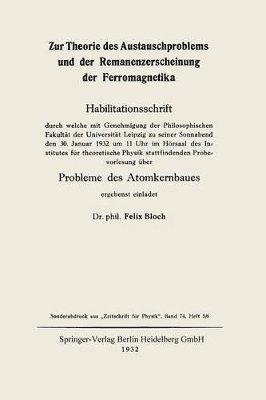 Zur Theorie des Austauschproblems und der Remanenzerscheinung der Ferromagnetika 1