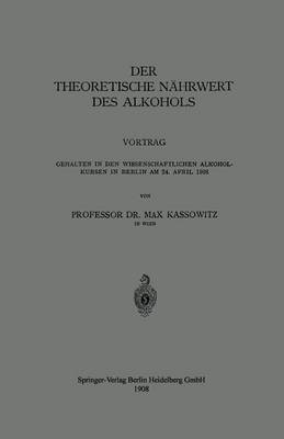 bokomslag Der Theoretische Nhrwert des Alkohols