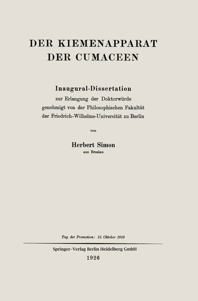 Herbert Simon - Der Kiemenapparat der Cumaceen, Häftad