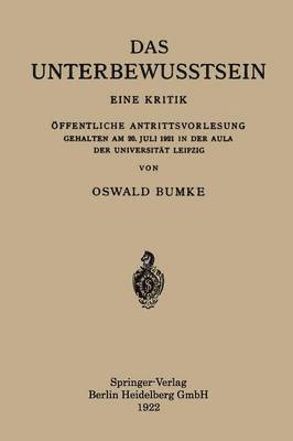 Oswald Bumke - Das Unterbewusstsein, Häftad
