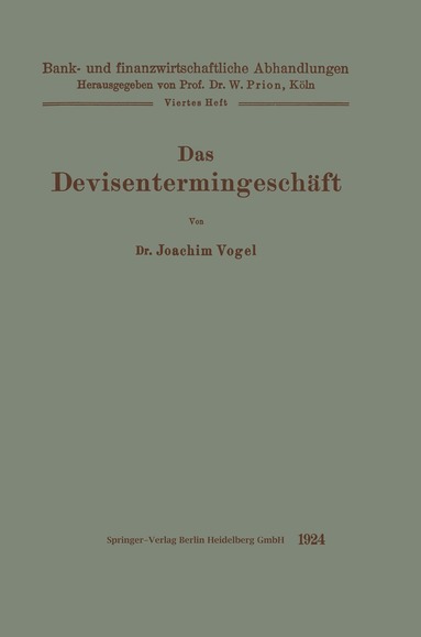 Joachim Vogel - Das Devisentermingeschäft, Häftad