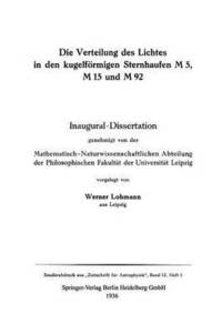 bokomslag Die Verteilung des Lichtes in den kugelfrmigen Sternhaufen M 5, M 15 und M 92
