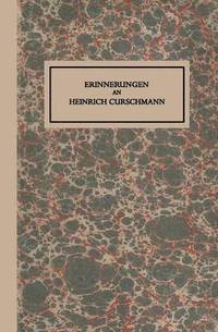 bokomslag Erinnerungen an Heinrich Curschmann