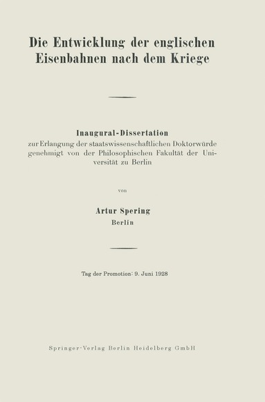 bokomslag Die Entwicklung der englischen Eisenbahnen nach dem Kriege