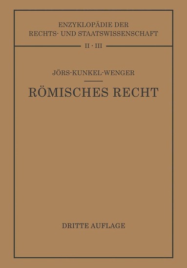 Paul Jörs, Wolfgang Kunkel, Leopold Wenger - Römisches Privatrecht, Häftad