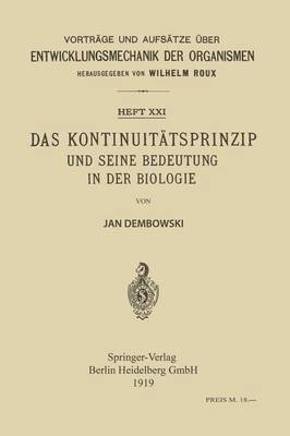 bokomslag Das Kontinuittsprinzip und seine Bedeutung in der Biologie