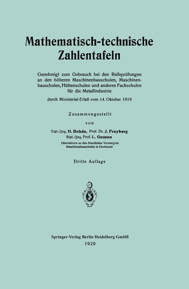 bokomslag Mathematisch-technische Zahlentafeln