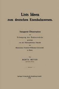 bokomslag Lists Ideen zum deutschen Eisenbahnwesen