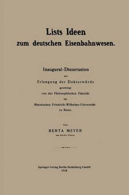 bokomslag Lists Ideen zum deutschen Eisenbahnwesen