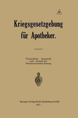 bokomslag Kriegsgesetzgebung fr Apotheker