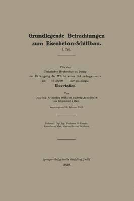 bokomslag Grundlegende Betrachtungen zum Eisenbeton-Schiffbau