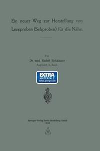 bokomslag Ein neuer Weg zur Herstellung von Leseproben (Sehproben) fr die Nhe