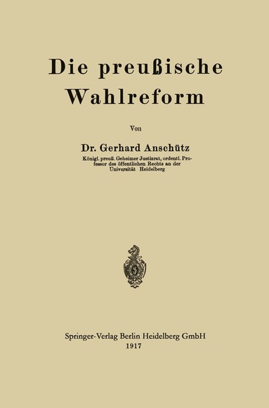 bokomslag Die preußische Wahlreform