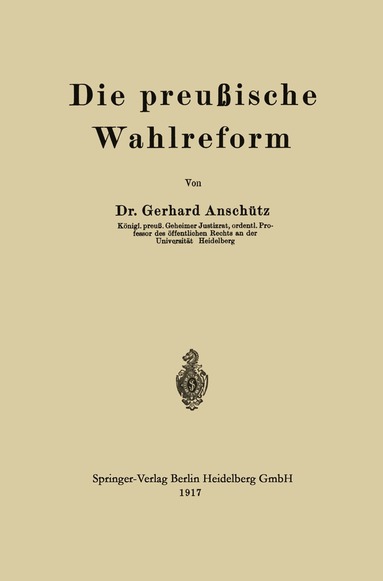 bokomslag Die preuische Wahlreform