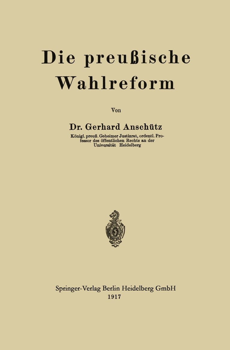 Gerhard Anschütz, Gerhard Anschutz - Die preußische Wahlreform, Häftad
