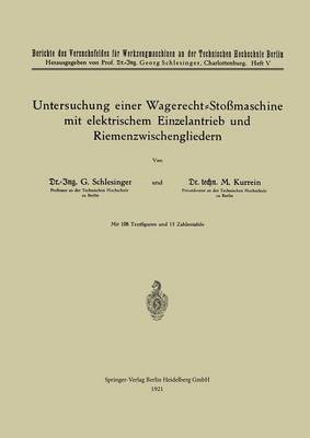 bokomslag Untersuchung einer Wagerecht-Stoßmaschine mit elektrischem Einzelantrieb und Riemenzwischengliedern