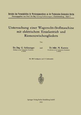 bokomslag Untersuchung einer Wagerecht-Stomaschine mit elektrischem Einzelantrieb und Riemenzwischengliedern