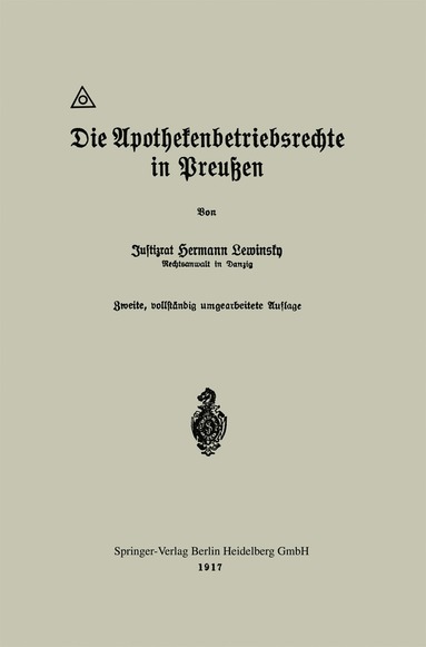 bokomslag Die Apothekenbetriebsrechte in Preußen
