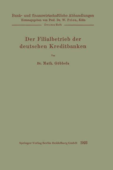 bokomslag Der Filialbetrieb der deutschen Kreditbanken