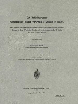 bokomslag Das Veterinrwesen einschlielich einiger verwandter Gebiete in Italien