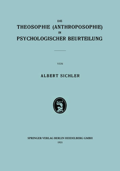 bokomslag Die Theosophie (Anthroposophie) in Psychologischer Beurteilung