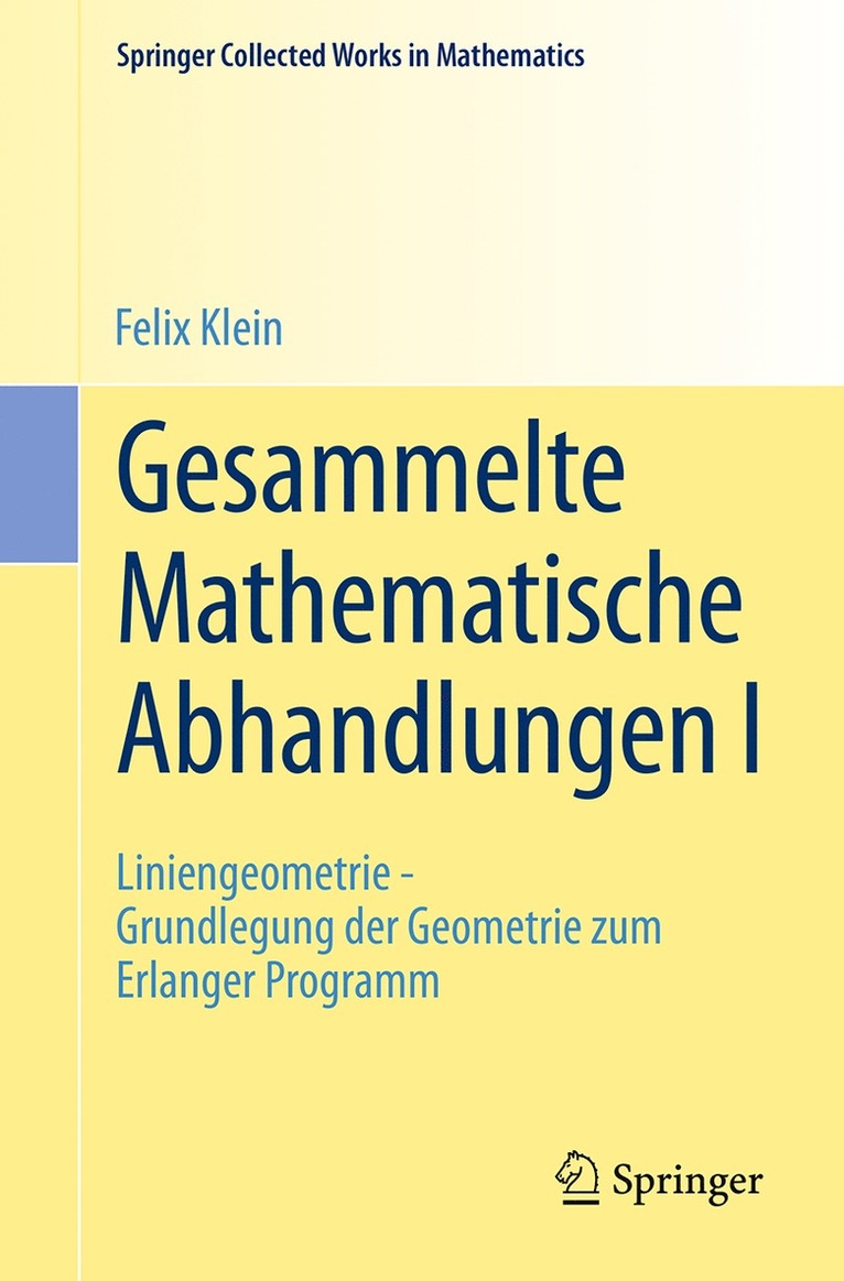 Gesammelte Mathematische Abhandlungen I 1