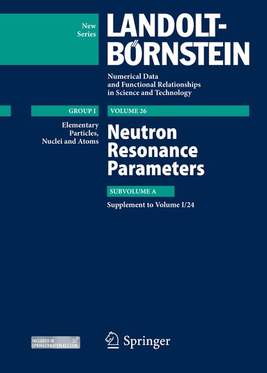 Sergey I. Sukhoruchkin, Zoya N. Soroko, Herwig Schopper - Neutron Resonance Parameters, Inbunden