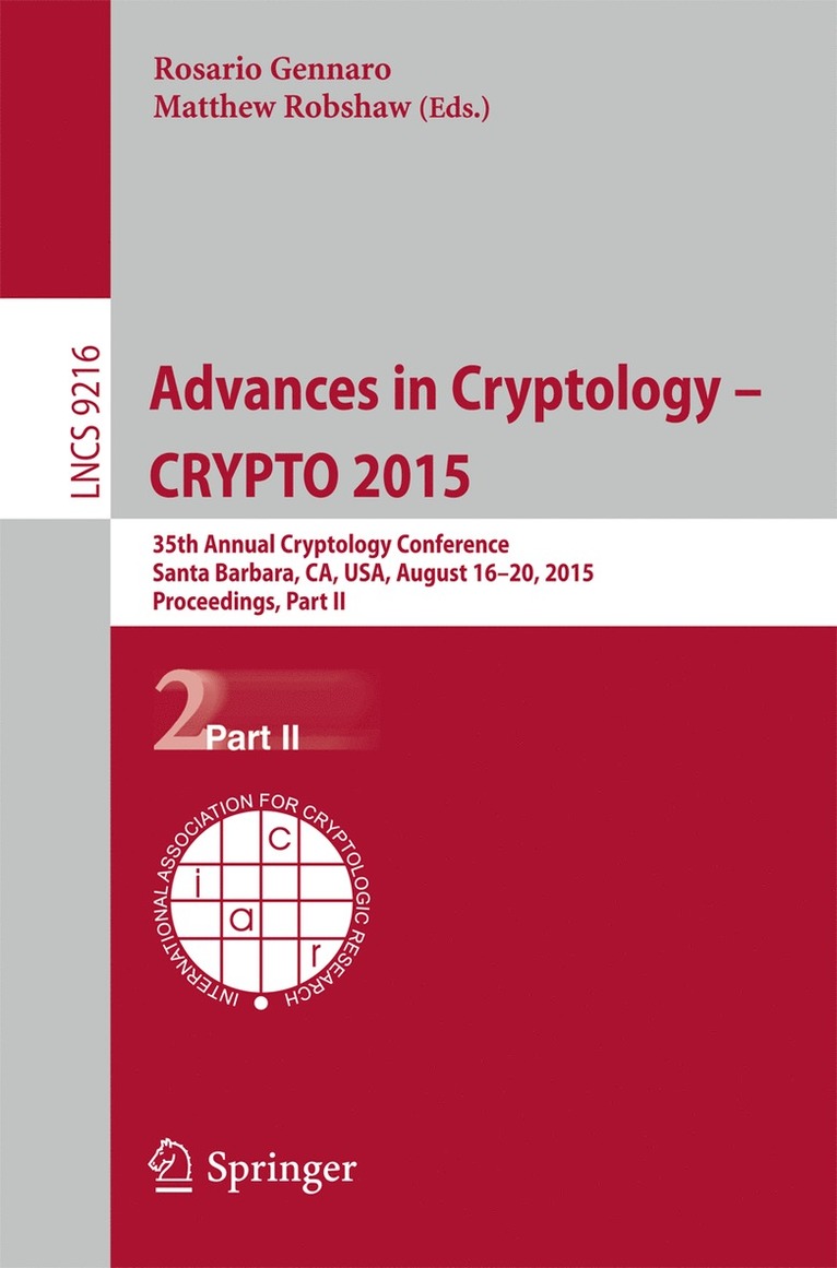 Rosario Gennaro, Matthew Robshaw - Advances in Cryptology -- CRYPTO 2015, Häftad