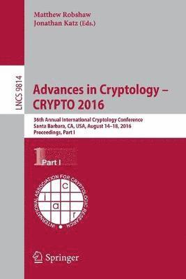 bokomslag Advances in Cryptology - CRYPTO 2016