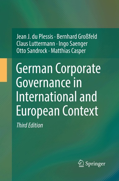 Jean J. du Plessis, Bernhard Großfeld, Claus Luttermann, Ingo Saenger, Otto Sandrock, Matthias Casper - German Corporate Governance in International and European Context, Häftad