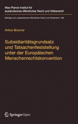 Arthur Brunner - Subsidiaritätsgrundsatz und Tatsachenfeststellung unter der Europäischen Menschenrechtskonvention, Inbunden