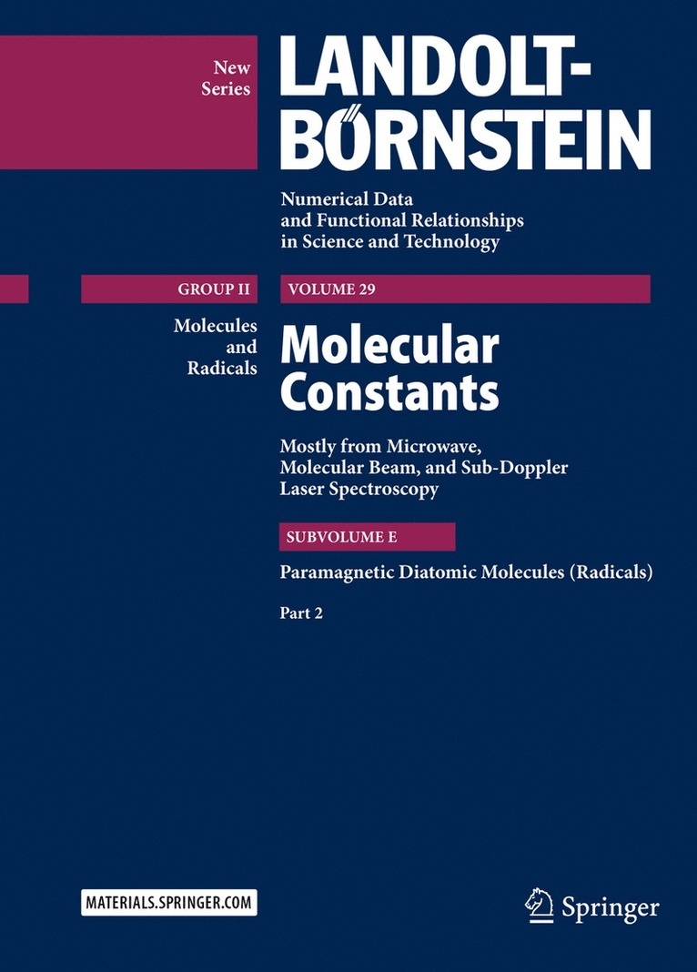 Dines Christen, Wolfgang Hüttner, Wolfgang Huttner - Molecular Constants Mostly from Microwave, Molecular Beam, and Sub-Doppler Laser Spectroscopy, Inbunden