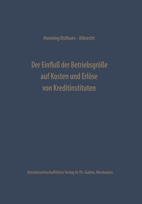 bokomslag Der Einflu der Betriebsgre auf Kosten und Erlse von Kreditinstituten