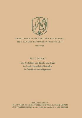 bokomslag Das Verhltnis von Kirche und Staat im Lande Nordrhein-Westfalen in Geschichte und Gegenwart