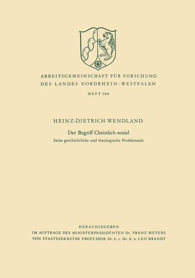 Heinz-Dietrich Wendland - Der Begriff Christlich-sozial, Häftad