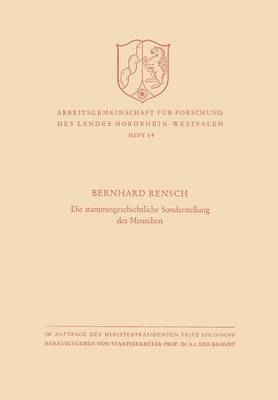 bokomslag Die Stammesgeschichtliche Sonderstellung Des Menschen