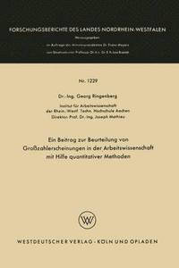 bokomslag Ein Beitrag zur Beurteilung von Grozahlerscheinungen in der Arbeitswissenschaft mit Hilfe quantitativer Methoden